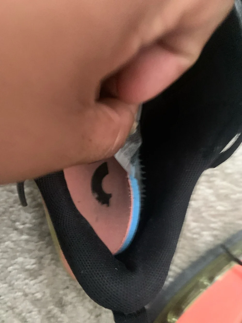 Nike Black Sneakers with Coral Heel and Yellow Eyelets